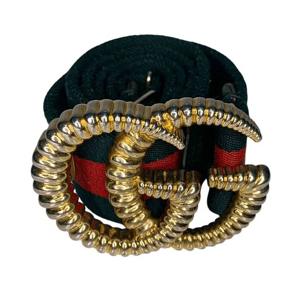 Gucci Web Torchon Interlocking Double G Belt Elastic Stretch Web Stripe Size 75 - Picture 14 of 14